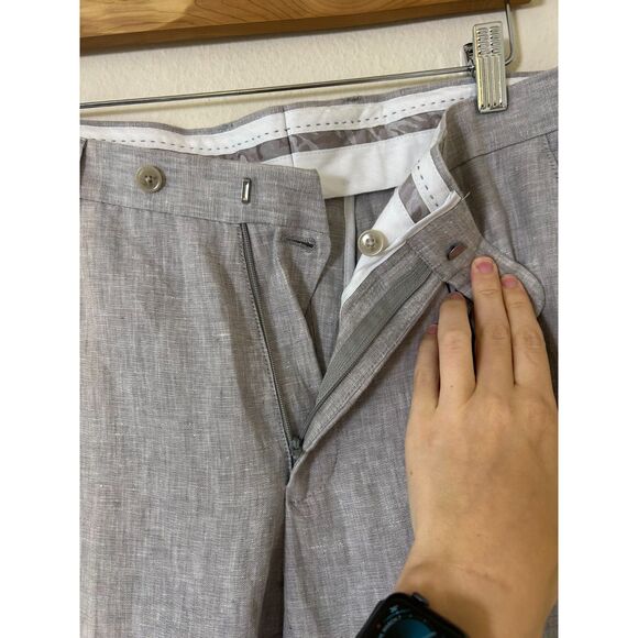 Joseph Abboud Men's 100% LINEN Dress Pants Slim Fit Size 34x34 light Grey NEW‎ - Picture 6 of 9